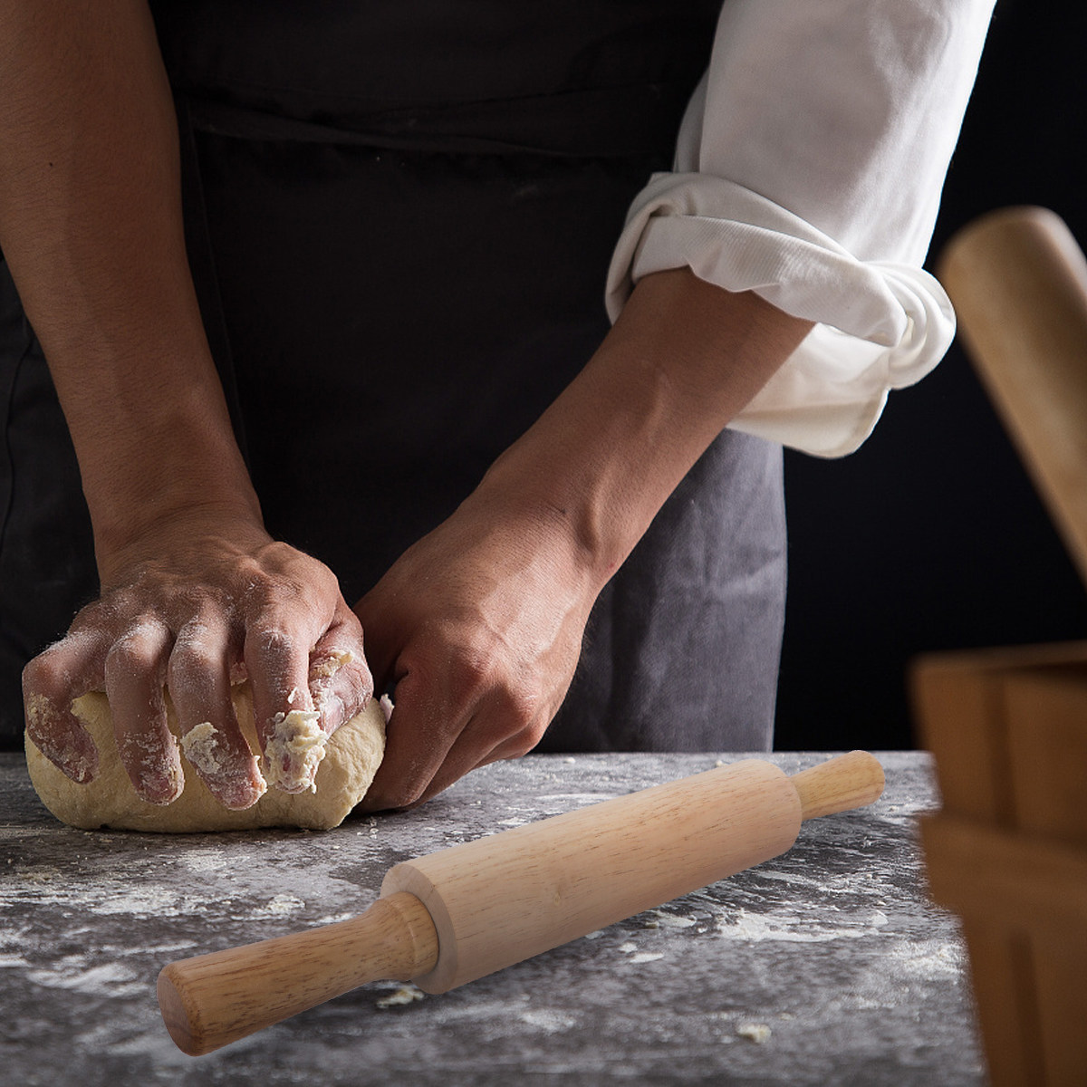 Kitchen Roller Baking - Rodillo de Madera de Caucho Premium,